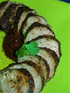 Coffee Crusted Pork Tenderloin with Red Chile Sauce